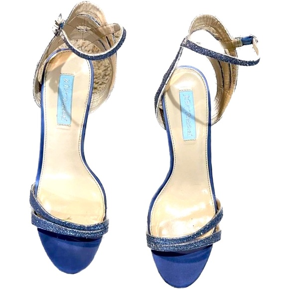 Betsey Johnson Blue Glitter Strappy Heels - Picture 4 of 10